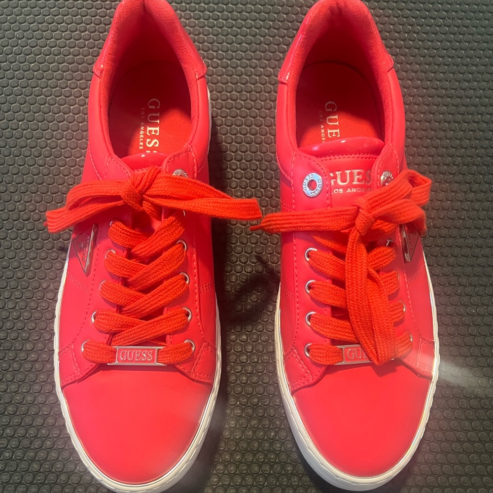 Guess Women's Vivid Red Lace-Up Sneakers
